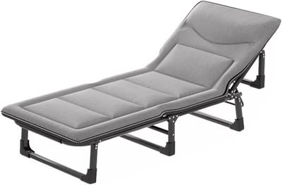 Opvouwbaar Campingbed - Kampeerligstoel - Buiten Ontspannen - 4-standen rugleuning - 180x65CM - Grijs