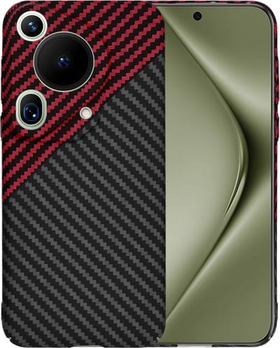 Hoesje geschikt voor Huawei Pura 70 Ultra - Techsuit Carbonite FiberShell Carbon Back Cover - Rood/Zwart