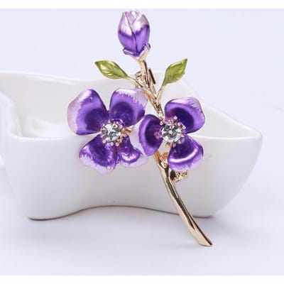 Retro Kleuren Pruim Broches Speld Legering Kraag Bloem Broche Vrouw Moederdag Cadeau paars