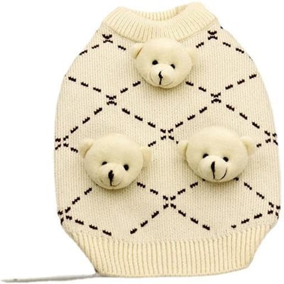 Huisdier Ruit Trui Herfst Winter Ins Ruit Teddybeer Gebreide Trui Kleding Teddy Kleine Hond Kat Kleding Huisdier Truien XS beige