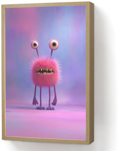 Nachtlampje 40x60 cm - Kinder lamp - Monster - Roze - Paars - Tafellamp kinderkamer draadloos - Slaapkamer lampje - Bedlamp kinderen - Kinderlampje - Wandlamp babykamer - Nachtlampjes