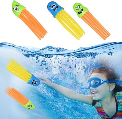Octopus Zwembad Speelgoed - Duikspeelgoed Set - Zwemvaardigheid Oefenen - Elastisch en Duurzaam PVC - 3 stuks - Kleurrijk