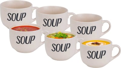 Cosy & Trendy Soepbekers/soepkommen - 6x - creme wit - 11 cm - 510 ml - keramiek
