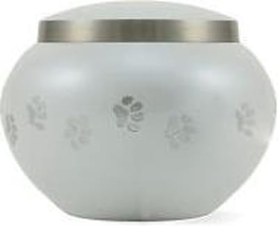 Crimson Odyssey Dieren Urn Wit Pearl in koper met schroefdop en Dierenpoten 0,7 L - Asbeeld Dieren Urn Voor Uw Geliefde Dier - Kat - Hond - Paard - Konijn