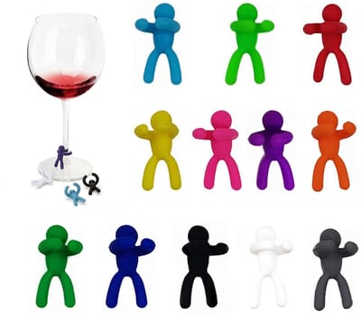 Dailygoods- Wijnglasmarkers 12 Stuks - Creatieve Drankmarkers - Siliconen - Duurzaam - Lichtgewicht - Flexibel en Kleurig - Drinkmarkers