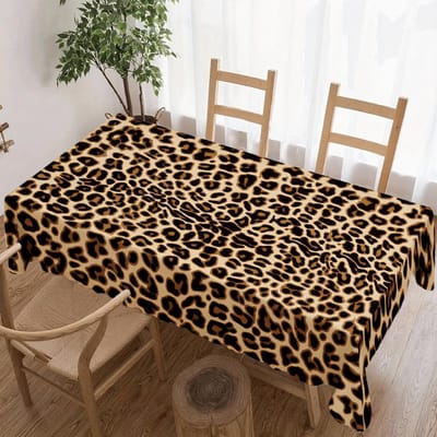 Geprinte Rechthoekige Tafelkleed met Luipaardprint voor Tafeldecoratie Keuken Eetkamer Waterdicht Herbruikbaar Tafelkleed voor Tafels Eetkamer 140x140cm