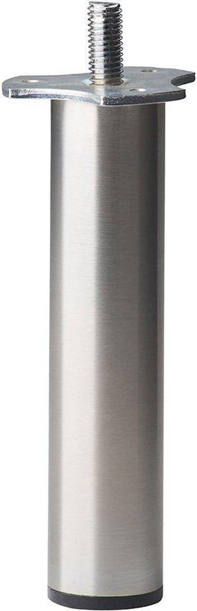 Stalen meubelpoot rvs look rond ø 3 cm en hoogte 14 cm (M8) - Set van 4 stuks