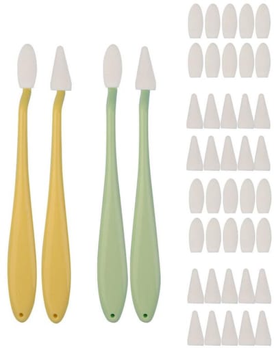 Schetsgum - 4 Stuks - Spons Pennen - Kunststof + Spons - met 40 vervangende sponskoppen - Gumstiftenset - Doezelaar - Blending Spons - Kunstenaarsbenodigdheden - Geschikt om mee te vegen, te schetsen en te schilderen - 17.5*1.9cm - Geel/Groen