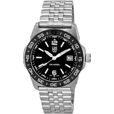 Luminox Pacific Diver Roestvrij Staal Zwarte Wijzerplaat Quartz XS.3122 200M Herenhorloge zwart