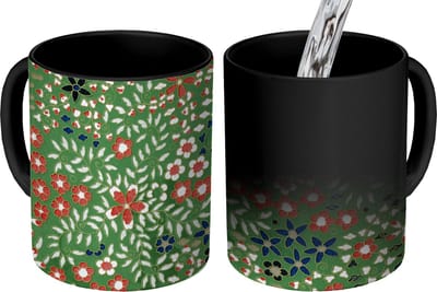 Magische Mok - Foto op Warmte Mokken - Koffiemok - Bloemen - Groen - Kerstmis - Rood - Feestdagen - Magic Mok - Beker - 350 ML - Theemok - Tafeldecoratie Kerstmis - Kerstdecoratie tafel - Tafelversiering