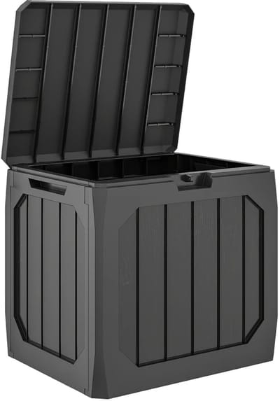 Opbergbox met Deksel - 121L - Tuinbox - Buitenopbergbox met Handgrepen - Tuinopbergbox - Weersbestendig - Voor Buiten in de Tuin - 100x62x65cm - Kunststof - Zwart