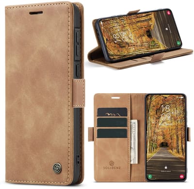 Solidenz Hoesje - Geschikt voor Samsung Galaxy A37 - Urban Book - Telefoonhoesje met Pasjeshouder - Bruin