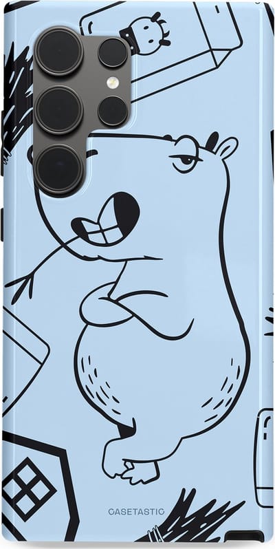 Casetastic Hoesje Geschikt voor Samsung S24 Ultra - Stijlvolle Beschermende Duo-layer Case - Capibara chillen
