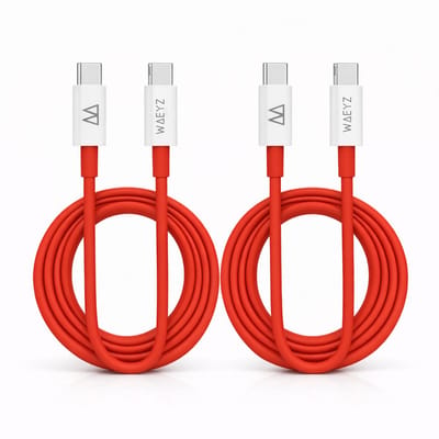 2 Stuks USB-C naar USB-C Kabel - Waeyz Original Snellader Oplaadkabel - 1 Meter - Rood - Snoer Voor o.a. Telefoon - Tablet - Laptop