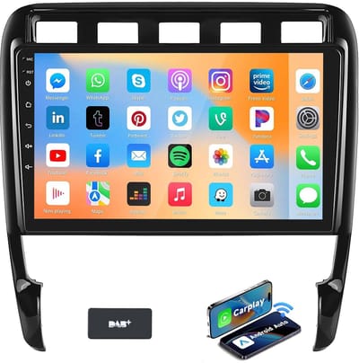 ESSGOO CarPlay autoradio geschikt voor Porsche Cayenne 9PA | 2003 t/m 2010 | Autoradio met navigatie | Draadloos Apple CarPlay & Android Auto | 4GB + 64GB | Android 15 | Bluetooth & Wifi | DAB+
