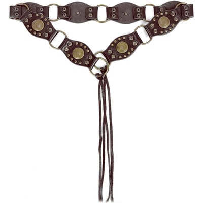 Damesriem in retrostijl, met een opvallende ruitvormige metalen gesp, gemaakt van imitatieleer, met brede oogjes, perfect als broekaccessoire. donkere koffiekleur