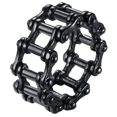 Edelstaal heren ring Bike Chain black-21.5mm