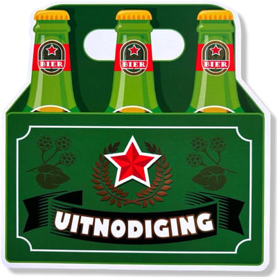 Cards & Crafts Uitnodigingen Verjaardag Bier - 10 Feestuitnodigingen met Envelop - 300 g/m² - 15,5 x 15,5 cm