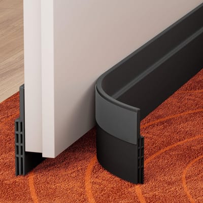 2 stuks Aanpasbare Tochtstopper - Zelfklevende tochtstrip voor deuren - zwart - 2" B x 39" L
