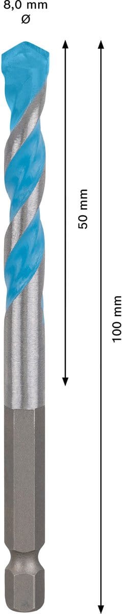 Bosch Expert Serie - MultiConstruction Boor - 8 x 50 x 100 mm - Snelwissel HEX Aansluiting - Bosch Carbide Technologie