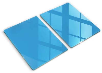 Wallfluent Glazen Snijplanken - Blauw Snijplanken Glas - 2 stucks 40 cm x 52 cm - Lichtblauw Snijplanken van Glas - Glazen Serveerplank - Glazen Snijplank Voor Keuken - Antislip Glazen Snijplank