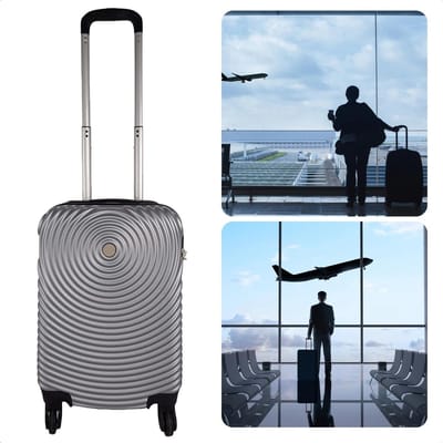 Luxe Handbagagekoffer - Compacte Harde Koffer - Lichtgewicht - Voorzien van Cijferslot - Grijs - 51.5 cm - Hoogwaardig Kunststof - 2 Compartimenten - 4 Zwenkielen - 360 graden Roteerbaar - Ritssluiting - Stijlvol en Stevig - Trolley - Reiskoffer