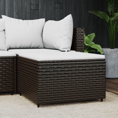 vidaXL - Voetensteun - met - kussen - poly - rattan - bruin