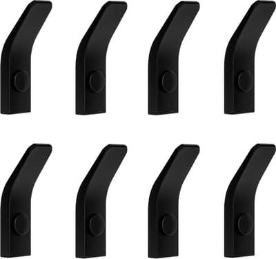QUVIO Wandhaak - Set van 8 - Handdoekhaakjes - Handdoekhouder - Haakjes - Jashaak - Wandhaak zwart - Met schroeven - Voor 8 handdoeken - Voor keuken - Voor badkamer - Muurhaak - Metaal - Zwart