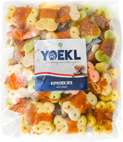 YOEKL Kipkoekjes - 400 Gram - Hondensnacks - Hondensnoepjes - Hondensnacks Gedroogd