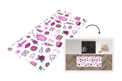 Keukenloper - Loper keuken - Meiden - Liefde - IJs - Patronen - 120x50 cm - Keukenloper vinyl