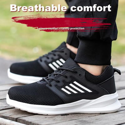 Werkveiligheidsschoenen Heren Lichtgewicht Onverwoestbare Werksneakers Veiligheidsstalen Neus Schoenen Veiligheidsbeschermende Laarzen Zwart Maat36-46 45