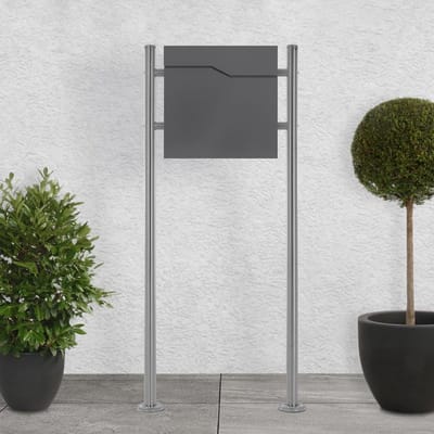 Brievenbus met standaard - Postbus buiten - Post ontvangen - Inclusief krantenvak - 120 cm hoogte - Zilver metallic