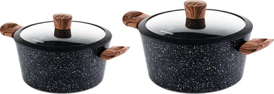 Westinghouse 2-delige Braadpannenset – Ø 24 & 28 cm – Inductie – Black Marble Wood