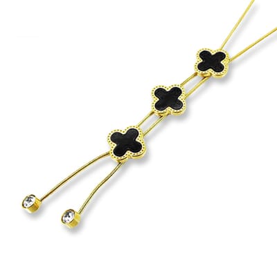 Montebello Ketting Hainan Black - 316L Staal - Bloem - ∅13mm - 60+5cm
