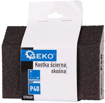GEKO Schuurspons Schuin - P40 Korrel - 125x90x25 mm - Voor Hout, Metaal & Composieten