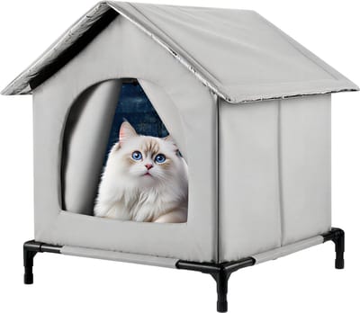 Waterdicht Kattenhuis voor Alle Seizoenen – Maat 33X33X33CM – Met Ijspakketten en Verwarmingskussen – Opvouwbare Katten Schuilplaats – Binnen en Buiten Gebruik – Warm, Koel en Comfortabel