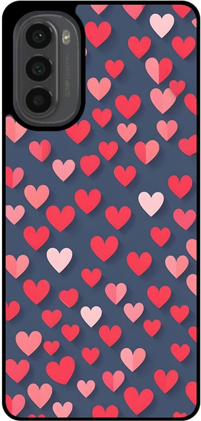 Smartphonica Telefoonhoesje Geschikt voor Motorola Moto G52 / G82 met Roze en Rode Hartjes Opdruk - TPU Backcover Case With Rosé and Red Heart Design geschikt voor Motorola Moto G52;Motorola Moto G82