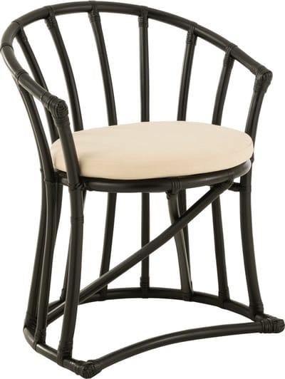J-Line stoel + kussen - jute/textiel - zwart/wit