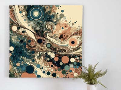 Abstract mos schilderij | Mysterieuze Mystiek: Een Labyrint van Levendig Mos en Kleurrijke Kunst | Kunst - 40x40 centimeter op Dibond | Foto op Dibond