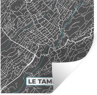 Muurstickers - Sticker Folie - Kaart – Stadskaart – Le Tampon - Plattegrond – Frankrijk - 100x100 cm - Plakfolie - Muurstickers Kinderkamer - Zelfklevend Behang XXL - Zelfklevend behangpapier - Stickerfolie