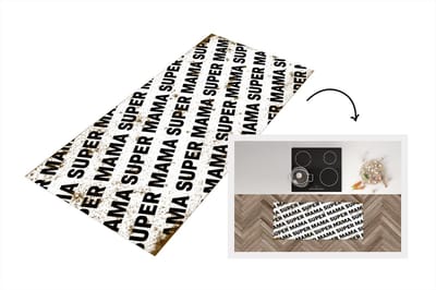 Keukenloper - Loper keuken - Super mama - Moederdag cadeautje - Moederdag - Vintage - 120x50 cm - Keukenloper vinyl