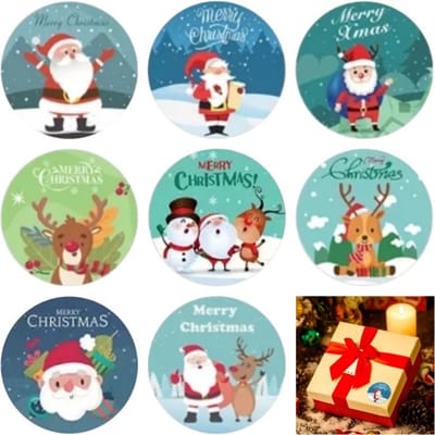 Kerst stickers ● MERRY CHRISTMAS ● 50 stuks - 8 verschillende - promoten bedrijf - webshop - hobby - groet - kado - post - pakket - klanten