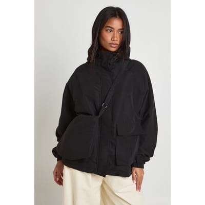 boohoo Dames Festival Regenjas Met Tas | Zwart | Maat: 40
