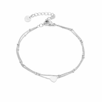 Bijoutheek Armband (Sieraad) Hart 2 Balls Chain Zilver