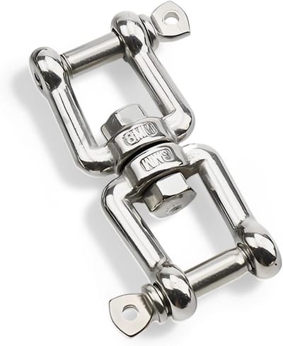 Zwenkhaak van roestvrij staal, 8 mm L, 1650 kg draagvermogen, ideaal voor hangstoelen, schommels en punching bags, zeer sterk en weerbestendig