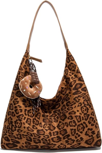 Stijlvolle suède schoudertas voor vrouwen - ruime totebag - voor school, werk en vrije tijd