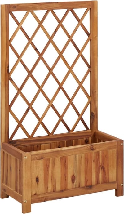 Plantenbak met klimrek - Bloembak - Weerbestendig - Met trellis - Buiten - Hout - Plantenrek - 38 Liter - Bruin