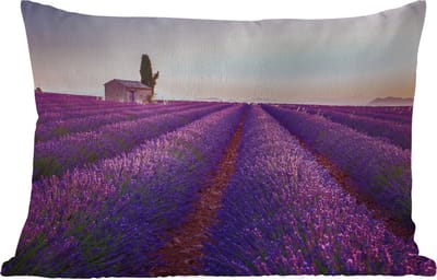 Buitenkussens - Tuin - Lavendel - Zonsondergang - Paars - Bloemen - 50x30 cm