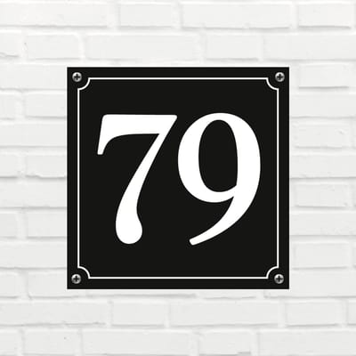 Huisnummerbord Klassiek - Nummer 79 - 14 x 11 cm - incl. bevestiging | - naambord - nummerbord - voordeur