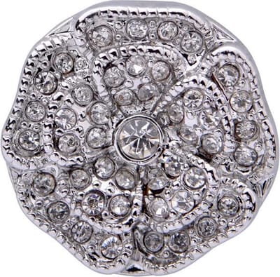 Quiges - Dames Click Button Drukknoop 18mm Zirkonia Bloem - EBCM422